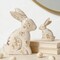 Set of 2 White & Gold Easter Bunny Figurines – Wabi Sabi Pressed Wood Rabbit Statues for Spring Tabletop, Farmhouse Shelf & Mantel Décor